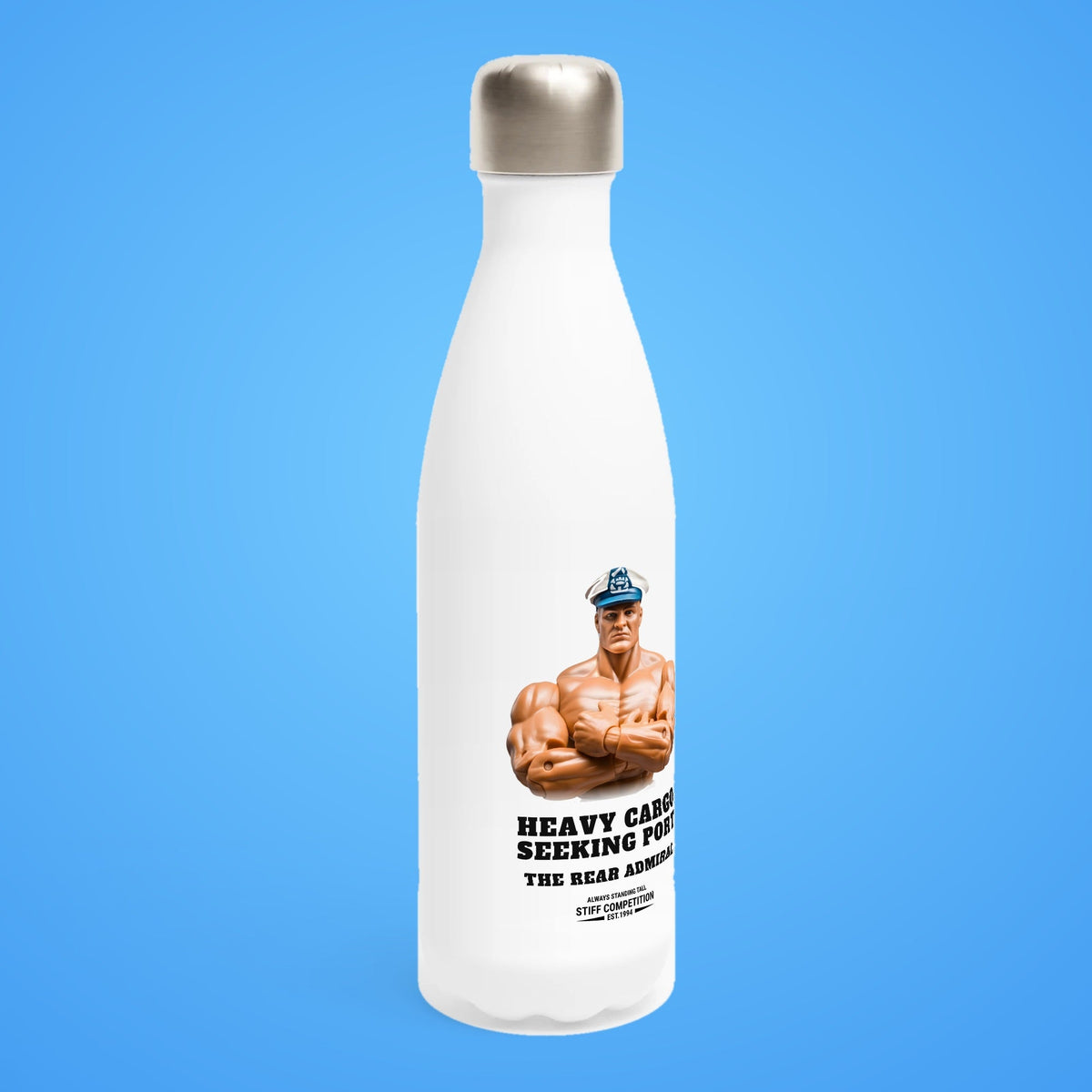 SC-94 WATER BOTTLE: THE REAR ADMIRAL (HEAVY CARGO, SEEKING PORT), white, turned right