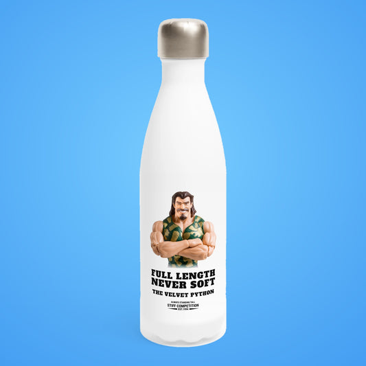 SC-94 WATER BOTTLE: THE VELVET PYTHON (FULL LENGTH, NEVER SOFT), white, front