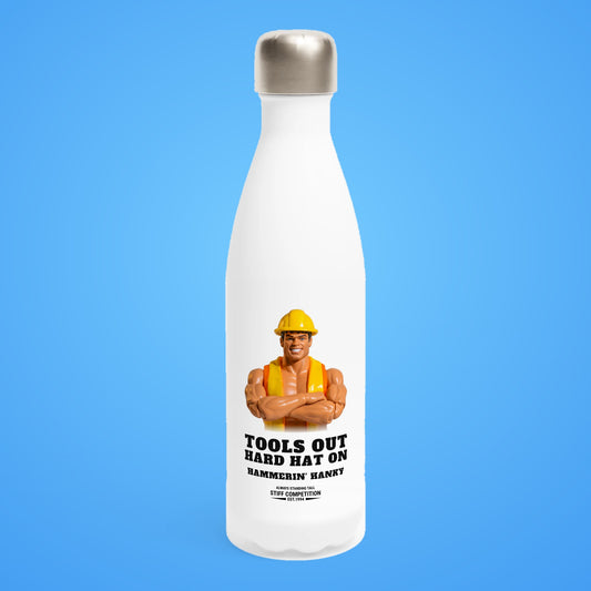 SC-94 WATER BOTTLE: HAMMERIN' HANKY (TOOLS OUT, HARD HAT ON), white, front