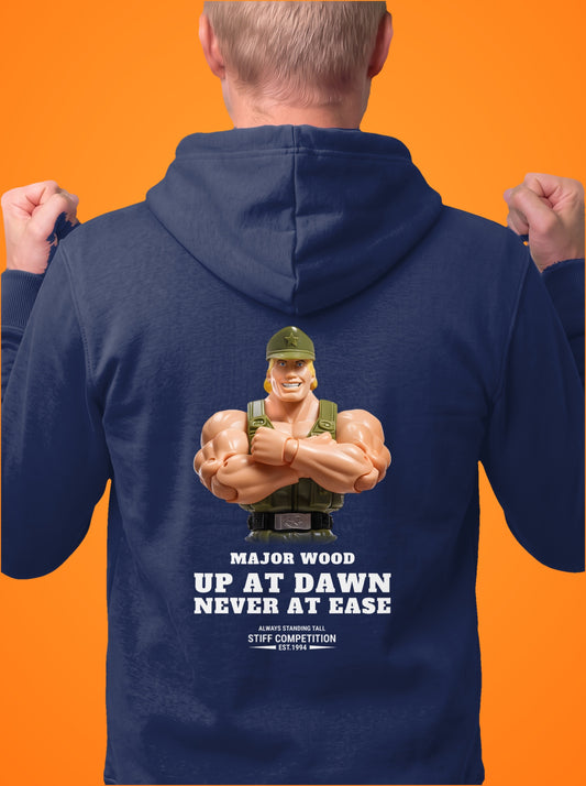 SC-94 HOODIE: MAJOR WOOD (UP AT DAWN, NEVER AT EASE), navy, front