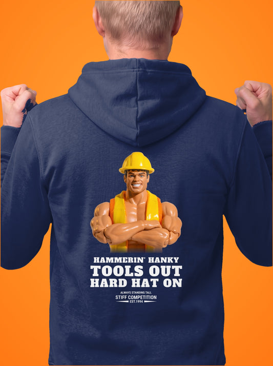 SC-94 HOODIE: HAMMERIN' HANKY (TOOLS OUT, HARD HAT ON), navy, front
