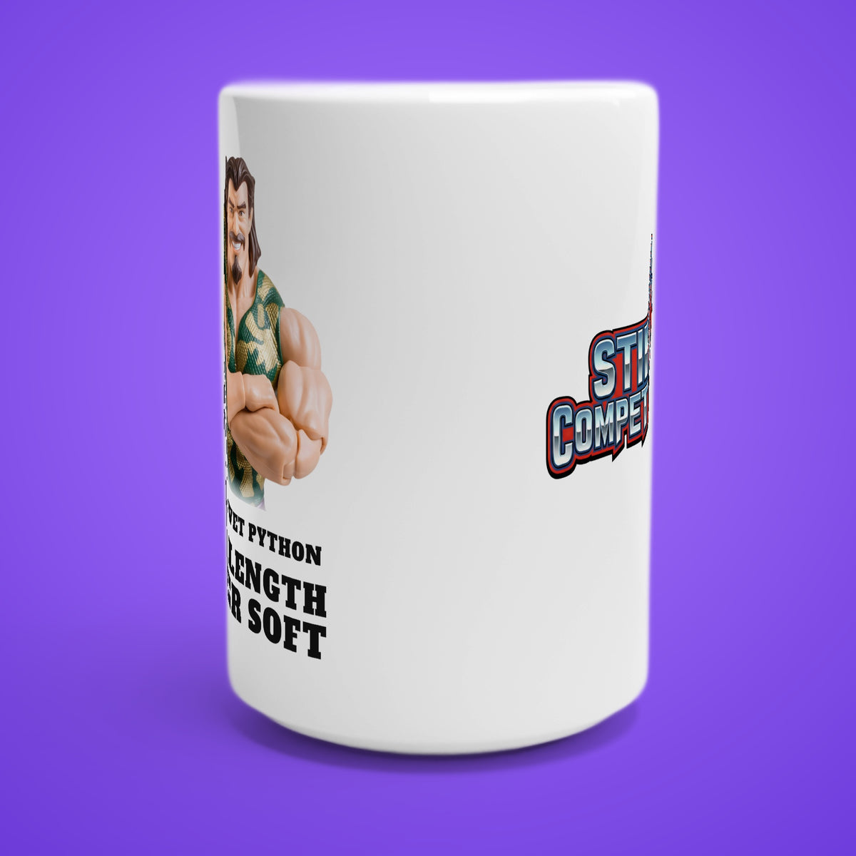 SC-94 MUG: THE VELVET PYTHON (FULL LENGTH, NEVER SOFT), white, front