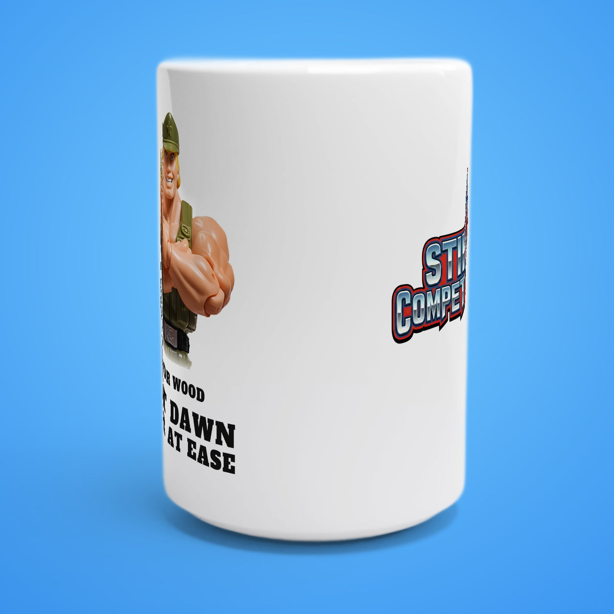 SC-94 MUG: MAJOR WOOD (UP AT DAWN, NEVER AT EASE), white, front