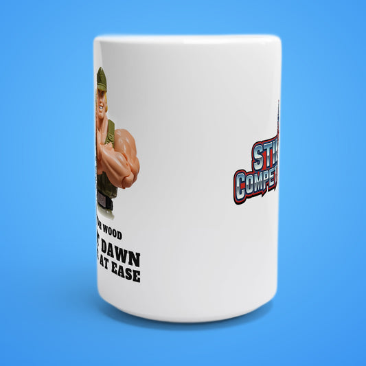 SC-94 MUG: MAJOR WOOD (UP AT DAWN, NEVER AT EASE), white, front
