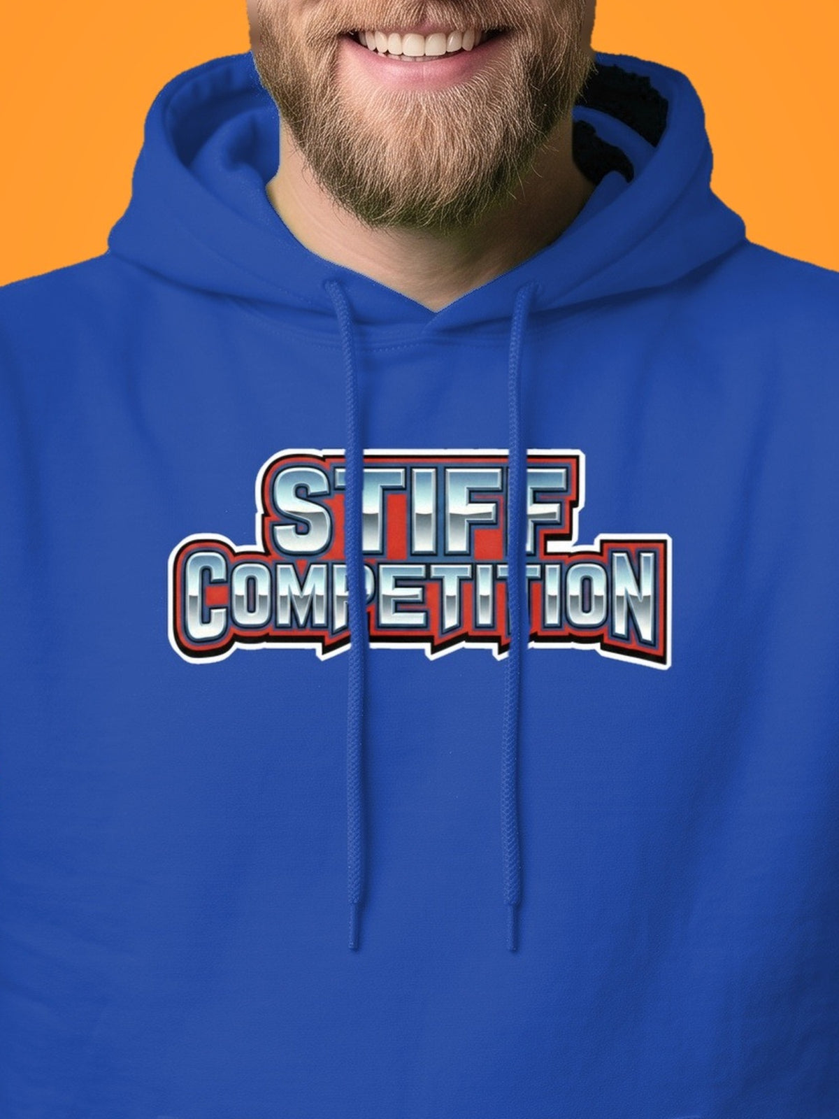 SC-94 HOODIE: STIFF COMPETITION LOGO (ALWAYS STANDING TALL, EST. 1994), royal, print close-up