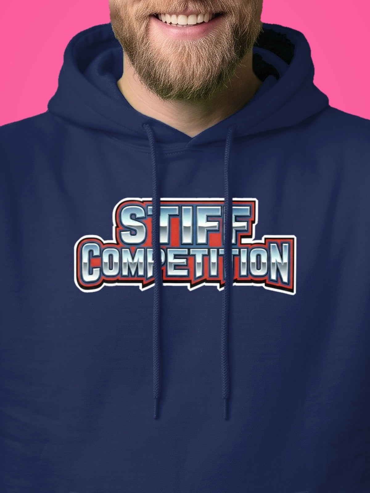 SC-94 HOODIE: STIFF COMPETITION LOGO (ALWAYS STANDING TALL, EST. 1994), navy, print close-up