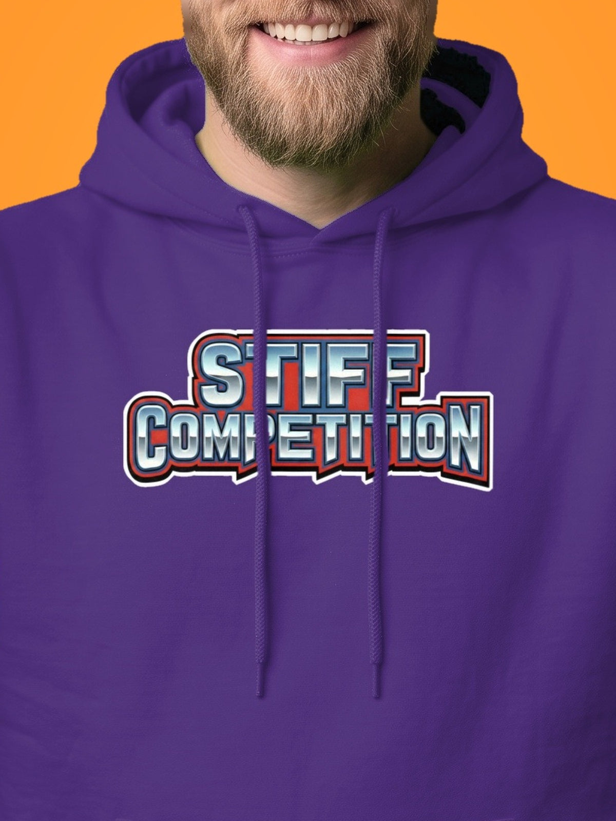 SC-94 HOODIE: STIFF COMPETITION LOGO (ALWAYS STANDING TALL, EST. 1994), purple, print close-up