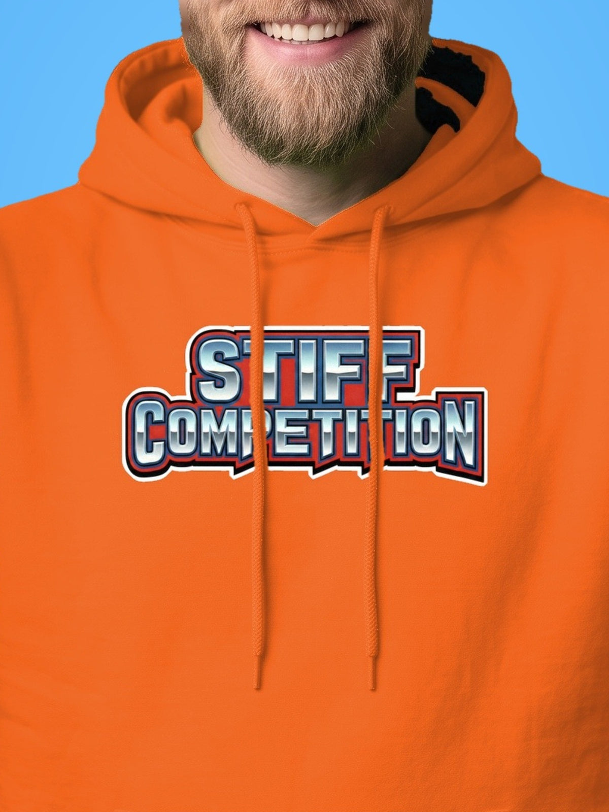 SC-94 HOODIE: STIFF COMPETITION LOGO (ALWAYS STANDING TALL, EST. 1994), orange, print close-up