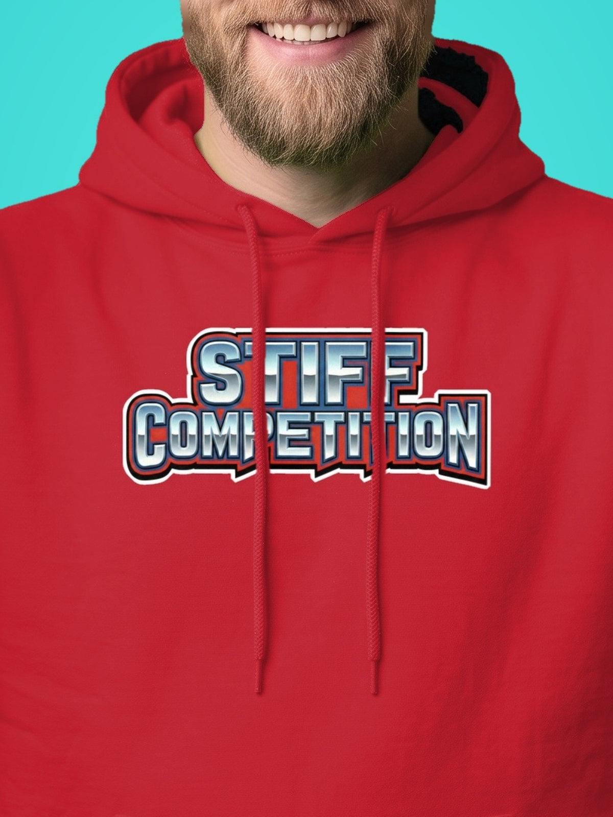 SC-94 HOODIE: STIFF COMPETITION LOGO (ALWAYS STANDING TALL, EST. 1994), red, print close-up