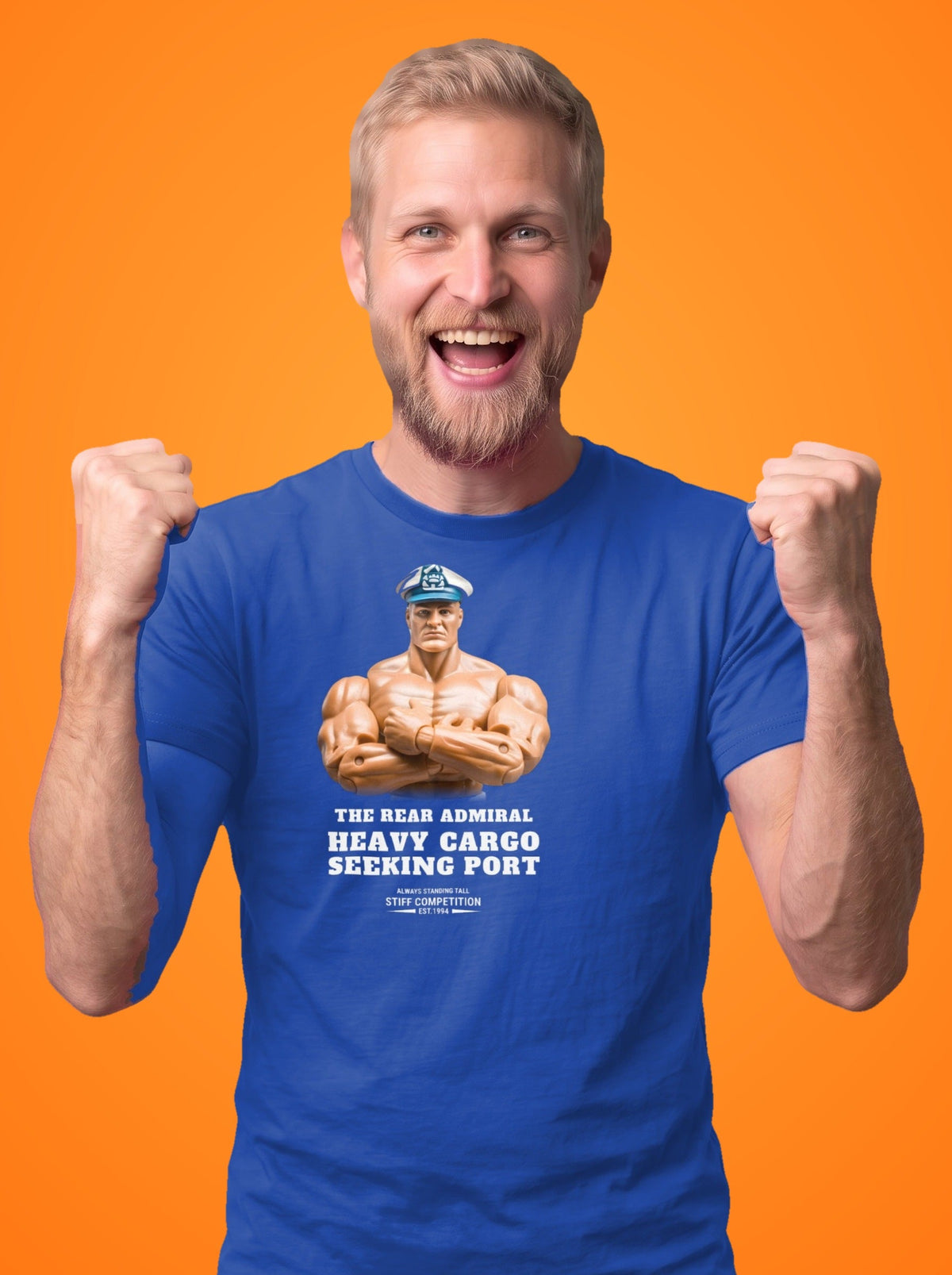 SC-94 T-SHIRT: THE REAR ADMIRAL (HEAVY CARGO, SEEKING PORT), royal, front