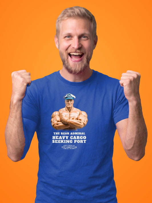 SC-94 T-SHIRT: THE REAR ADMIRAL (HEAVY CARGO, SEEKING PORT), royal, front