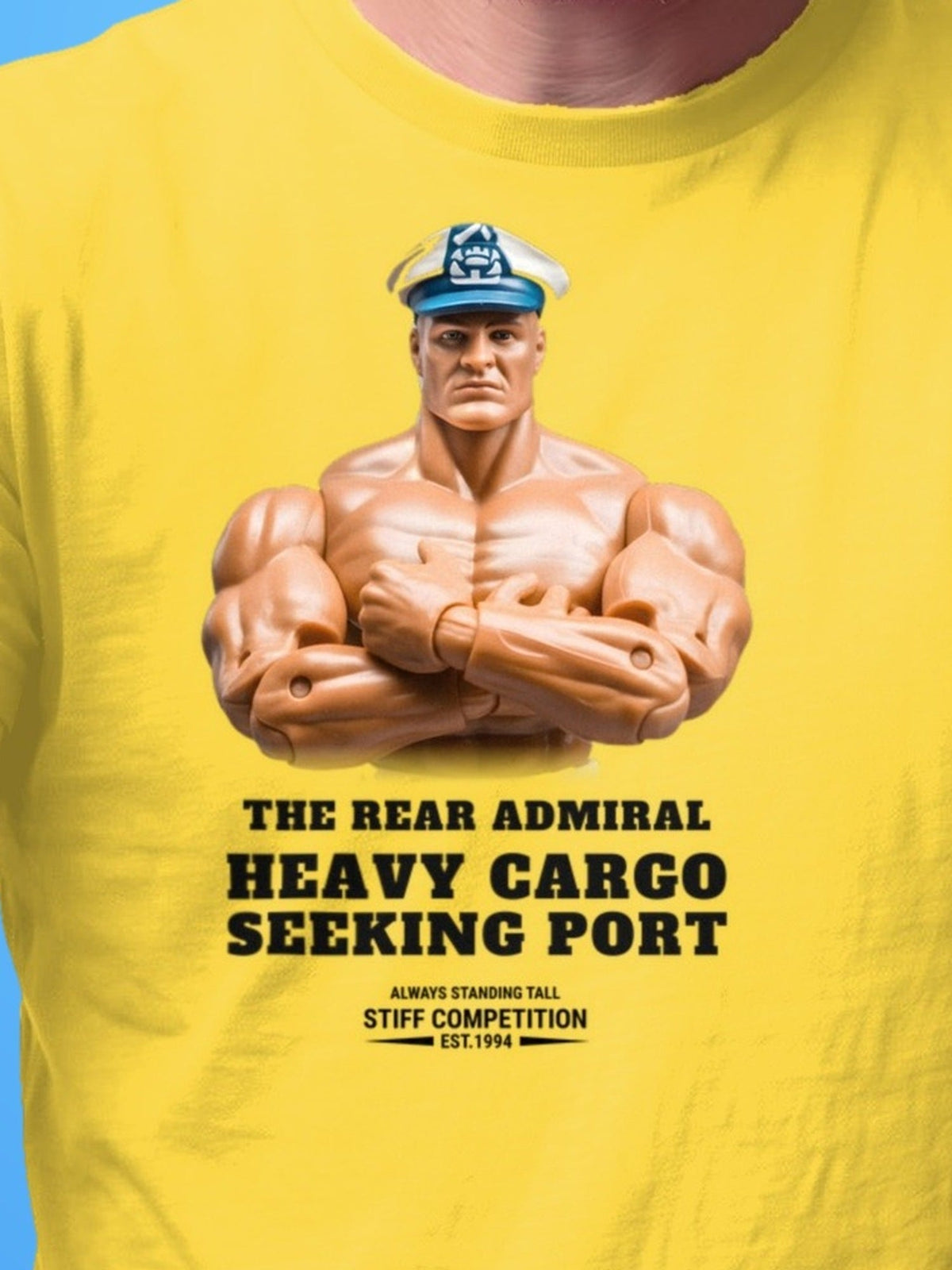 SC-94 T-SHIRT: THE REAR ADMIRAL (HEAVY CARGO, SEEKING PORT), daisy, print close-up