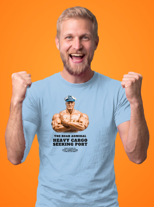 SC-94 T-SHIRT: THE REAR ADMIRAL (HEAVY CARGO, SEEKING PORT), light blue, front