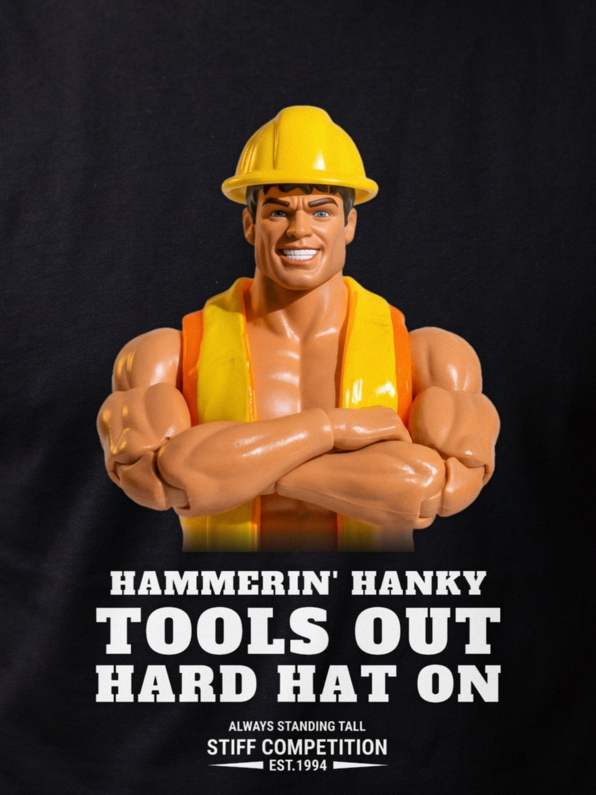 Close-up of the Hammerin' Hanky Tools Out, Hard Hat On chest print